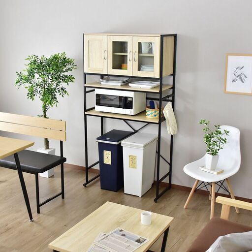 Sキッチンボード【エミリア上段収納 90cm／オーク色】キッチン収納 ...
