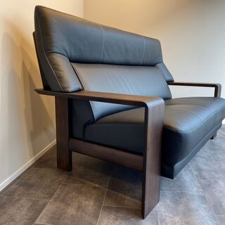 カリモク karimoku チターノ Chitano ソファ 本革 黒 2.5シーター 中古品