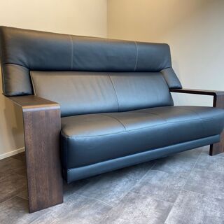 カリモク karimoku チターノ Chitano ソファ 本革 黒 2.5シーター 中古品