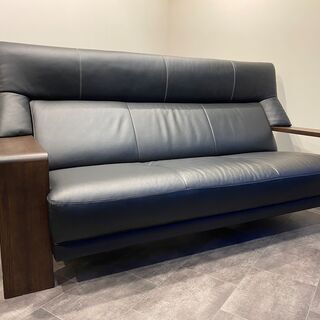 カリモク karimoku チターノ Chitano ソファ 本革 黒 3シーター 中古品