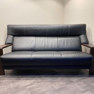 カリモク karimoku チターノ Chitano ソファ 本革 黒 3シーター 中古品