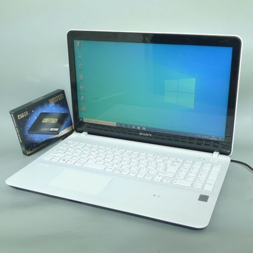 送料無料 新品SSD256GB ノートパソコン  15.5型 SONY SVF15317DJW Pentium 4GB DVDマルチ 無線 Bluetooth カメラ Windows10 Office