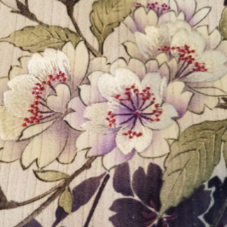 付け下げ訪問着 桜 刺繍 白 ピンク 紫 着物