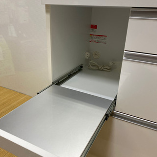 stp-0993 家電ボード　2連　ホワイト　食器棚　キッチンボード　収納棚　キッチンボード　幅77　スライドテーブル付き　レンジ台　レンジボード　キッチン収納　キッチンラック　食器棚　スライド台　キッチンカウンター　レンジラック　キッチン　炊飯器　白 stp-0993 家電ボード 2連 ホワイト 食器棚 キッチンボード 収納棚