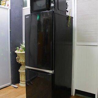 hブラック　黒家電3点セット　冷蔵庫153L/電子レンジ/炊飯器...