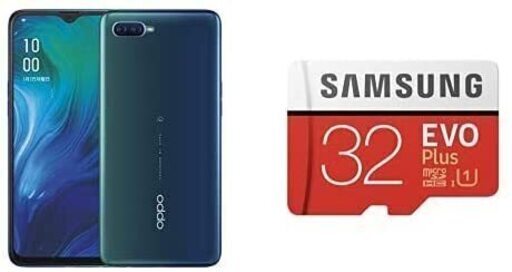 【送料無料】OPPO Reno A ブルー 【日本正規代理店品】\u0026 Samsung microSDカード32GB セット