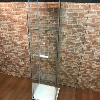 IKEA イケア DETOLF デトルフ ガラスショーケース ガラス扉キャビネット 展示 ガラスケース 展示ケース ①