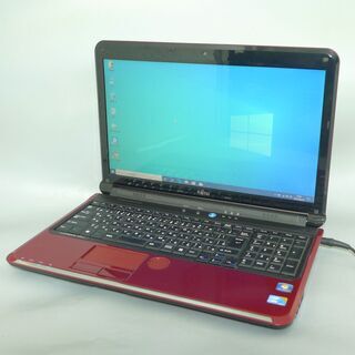 送料無料 1台限定 ノートパソコン 中古良品 15.6型 富士通 AH53/C Core i3 4GB 640GB DVDRW 無線 カメラ Windows10 テンキー LibreOffice