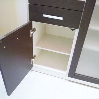 レンジボード ニトリ コンセント付き 幅80×奥41×高115cm 茶×白 ミドル 