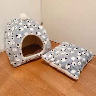 【中古品】ペット用ベッド ハウス 犬猫用ドームハウス