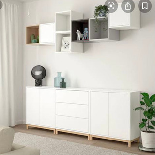 【完成品】美品　IKEA EKET エーケト キャビネット　ホワイト EKET エーケト キャビネット 扉2/棚板1付き, ホワイト - IKEA