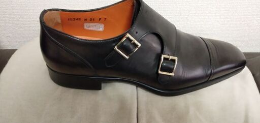 santony サントーニmosleyカーフレザーダブルモンクストレートチップ　サイズ7