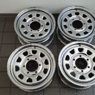 ☆美品・ブラックロ━ド製６穴メッキスチールホイール１５インチ４本セット☆