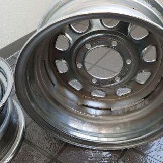 ☆美品・ブラックロ━ド製６穴メッキスチールホイール１５インチ４本セット☆