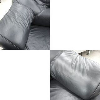 3人掛け ソファ レザー調 Aquila/アクイラ 幅184cm ブラック ☆札幌市 北区 屯田