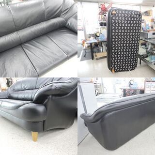 3人掛け ソファ レザー調 Aquila/アクイラ 幅184cm ブラック ☆札幌市 北区 屯田