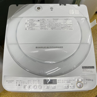 シャープ　洗濯機　7kg　2018年製