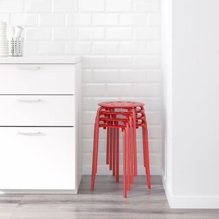 【ネット決済】IKEAスタッキングスツール　マリウス　赤　9脚セット