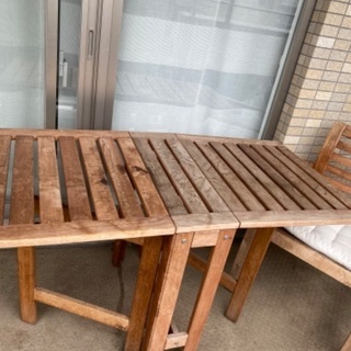 【ネット決済】ウッドテーブル＆椅子1脚　屋外用