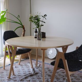 北欧ダイニングテーブル&チェア2脚セット（チャコールグレイ  