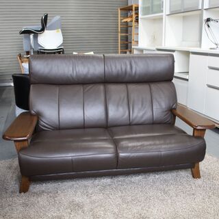 イーストウッド　2人掛けソファ　EASTWOOD◆北名古屋発◆ T825) EASTWOOD 2人掛けソファ 合皮 ハイバック ナチュラル 2P 2