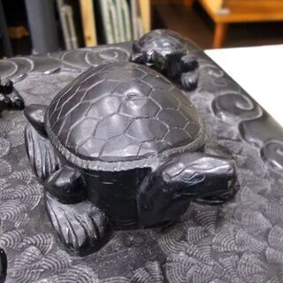書道具 硯 すずり 5匹の亀の蓋 ふた 18×27cm 中国 端渓