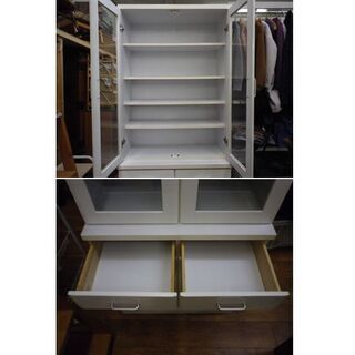 食器棚 幅78×奥行94×高さ187cm エナメル キッチン収納 キッチンボード