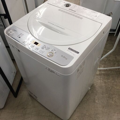 J531 ☆6ヶ月保証付き☆ SHARP シャープ 全自動洗濯機 ES-GE5C-W 5.5kg