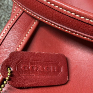 4MKO249 COACH トート ハンドバック 無地 赤
