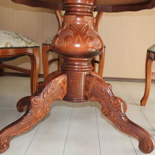 イタリア製 ダイニング6点セット オーバルテーブル 猫脚チェア 5脚椅子 