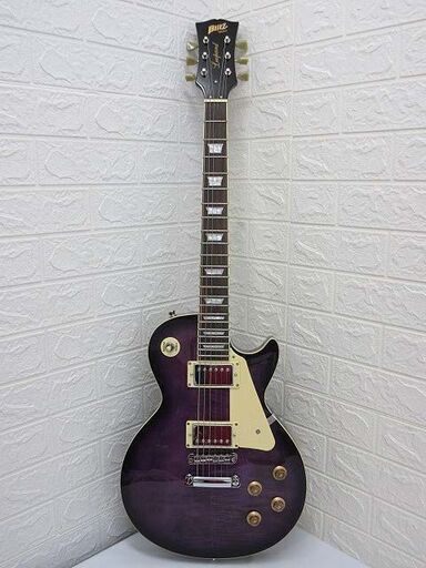 ss2339　ブリッツ　エレキギター　パープル　レオパード　アリア プロ　Blitz　Leopard　Aria Pro　エレキ　紫　ソフトケース付　弦楽器