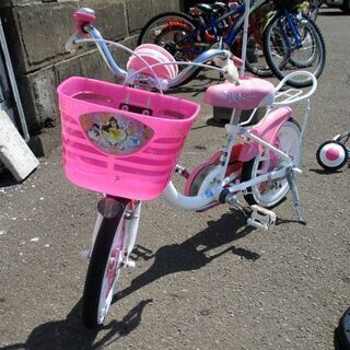 14インチ 幼児用 自転車 アイデス ディズニー プリンセス カゴ付き 支持棒付き 補助輪付き 札幌市東区 新道東店