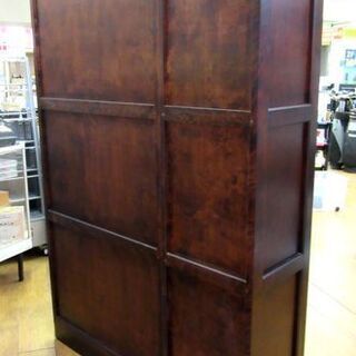 北海道民芸調家具 キャビネット 幅120×奥37.5×高180cm 書棚 食器棚 3枚