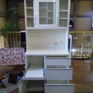 【愛品倶楽部柏店】　Ｐａｍｏｕｎａ　パモウナ　２枚スライド扉キッチンボード　白　【店舗同時販売中】