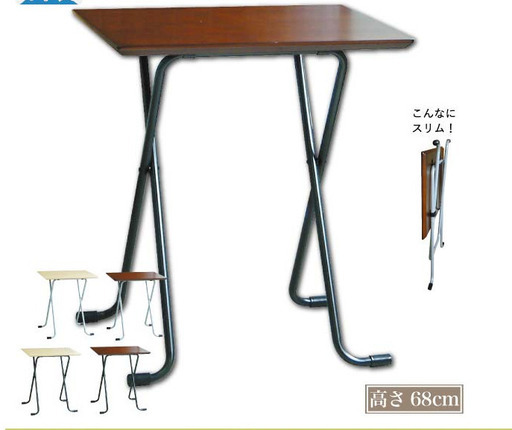 折り畳み フォールディング テーブル 机 幅60cm 薄型ナチュラル/ブラック　新品未使用