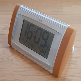 [美品] シチズン CITIZEN 電波時計 置/掛兼用 温度計付