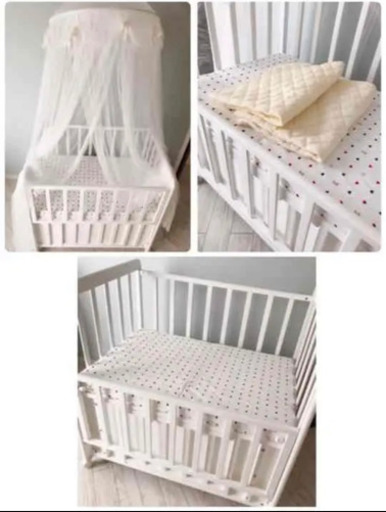 赤ちゃんの城 カトジ ベビーベッド 天蓋カーテン ホワイト ベビー布団