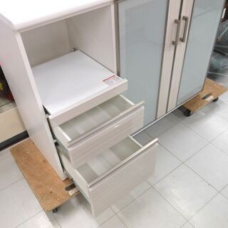 収納家具 キッチンカウンター 食器棚 幅135×高さ101×奥行50cm ホワイト