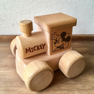 木のおもちゃ オルゴールの汽車 ミッキー