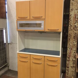 愛品館市原店】モリタインテリア3枚扉キッチンボード エルヴィ1120KB【管理IKB006753-105】 - 食器棚、キッチン収納