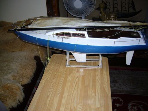 木製大型ヨット模型長さ93㎝高さ１１５ｃｍ