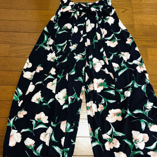 【ネット決済】ウエストリボン付■花柄スカートパンツ