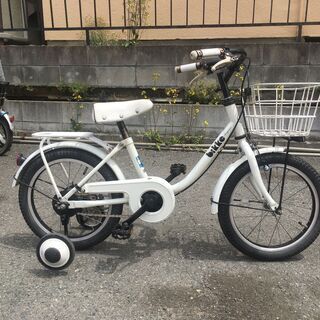 整備済み　美品　ブリヂストン　ビッケ　　幼児用自転車　補助輪付　白