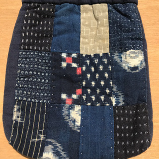 【ネット決済】本久留米絣 手縫いパッチワーク小物入れ