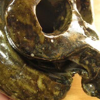 貴重ひろ窯藤井敬介・作習作・飴釉大髑髏像