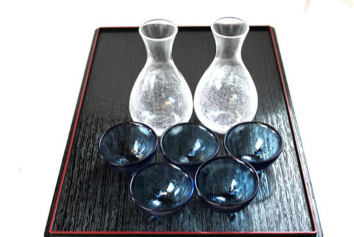 冷酒ガラス徳利、ぐい呑セット（新品）