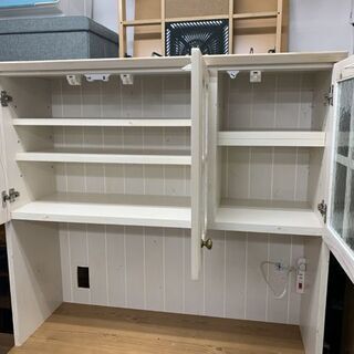 美品 ニトリ ミドルレンジボード シナモ 幅105cm カントリー調 フレンチカントリー レンジボード 食器棚 キッチンボード 南12条店