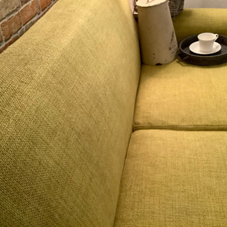 売約済み ?お届け無料パリのカフェ風超オシャレ黄色ソファー3人掛け