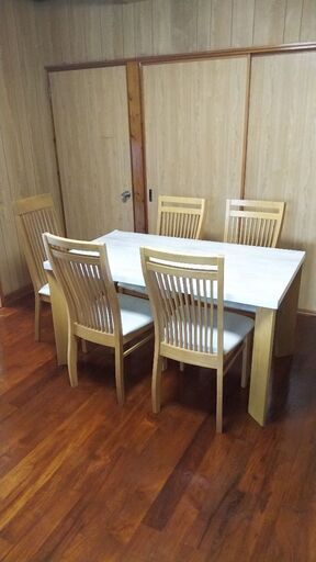 ダイニングテーブル、食卓テーブル、椅子6脚セット