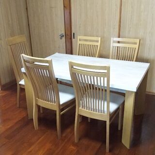 ダイニングテーブル、食卓テーブル、椅子6脚セット
